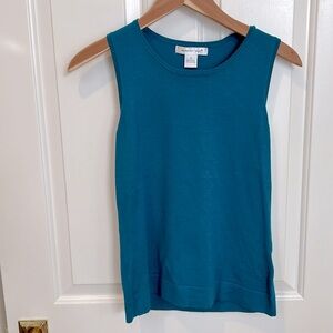 August Silk Turquoise Sleeveless Silk-Blend Sweater Size S